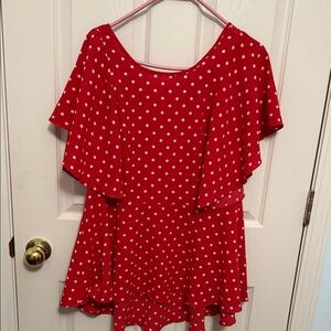 City Chic Red and White Polka Dot Blouse